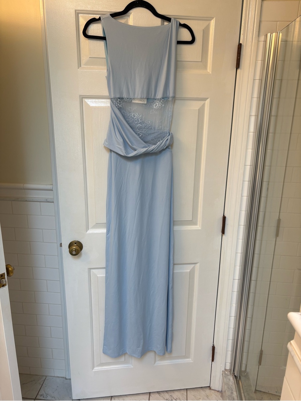Peppermayo Light Blue Maxi Dress with Lace Detail